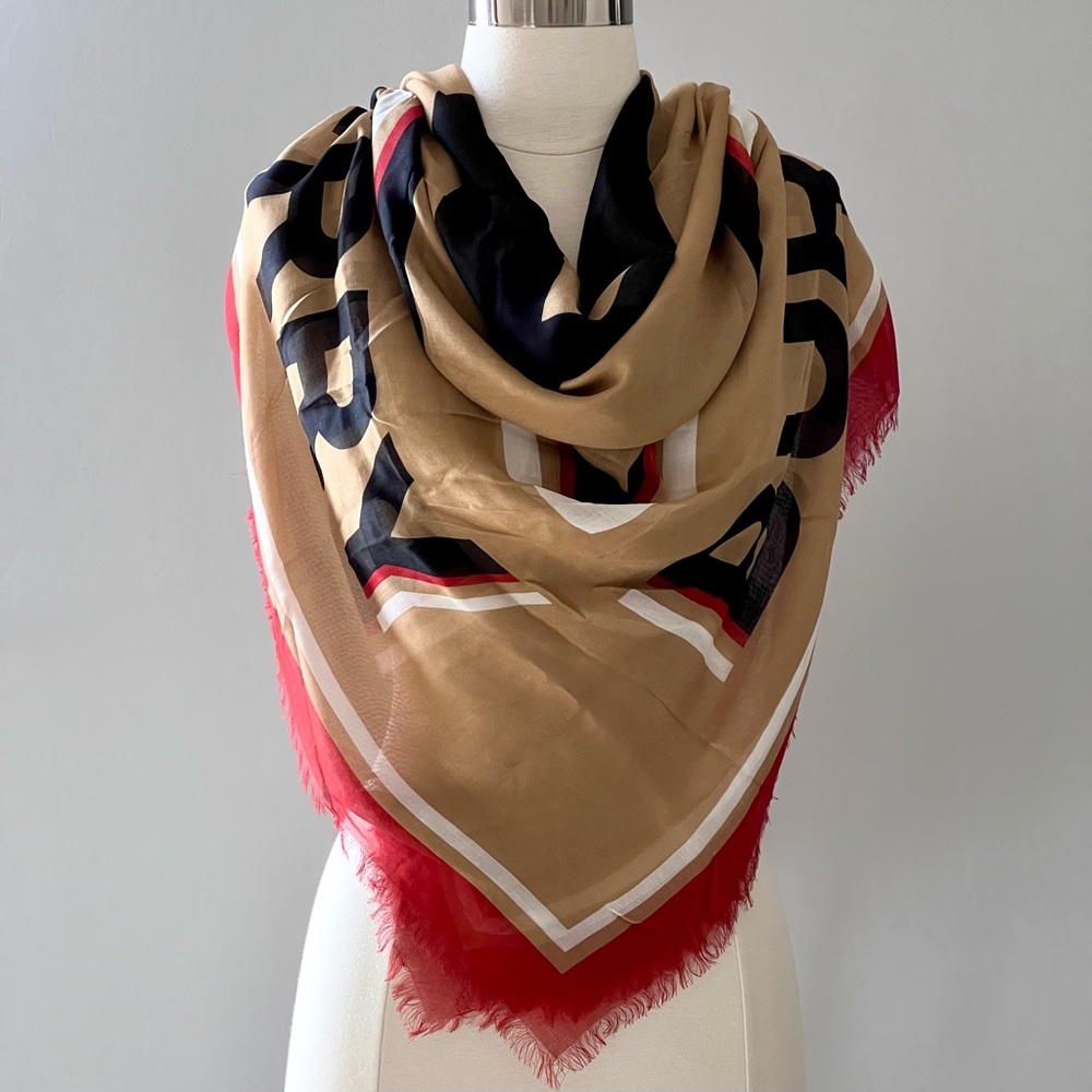 Burberry Text Modal Scarf in Archive Beige